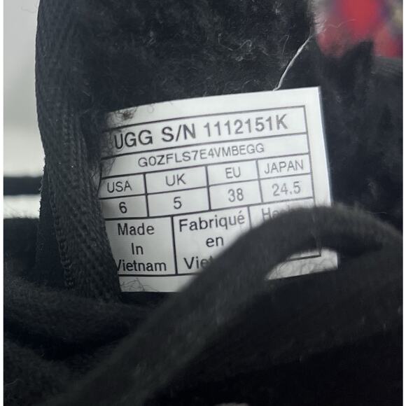 UGG Neumel Chukka Boots Womens US 6 Suede Wool Fur Black Red Blue Green Plaid - Picture 8 of 10